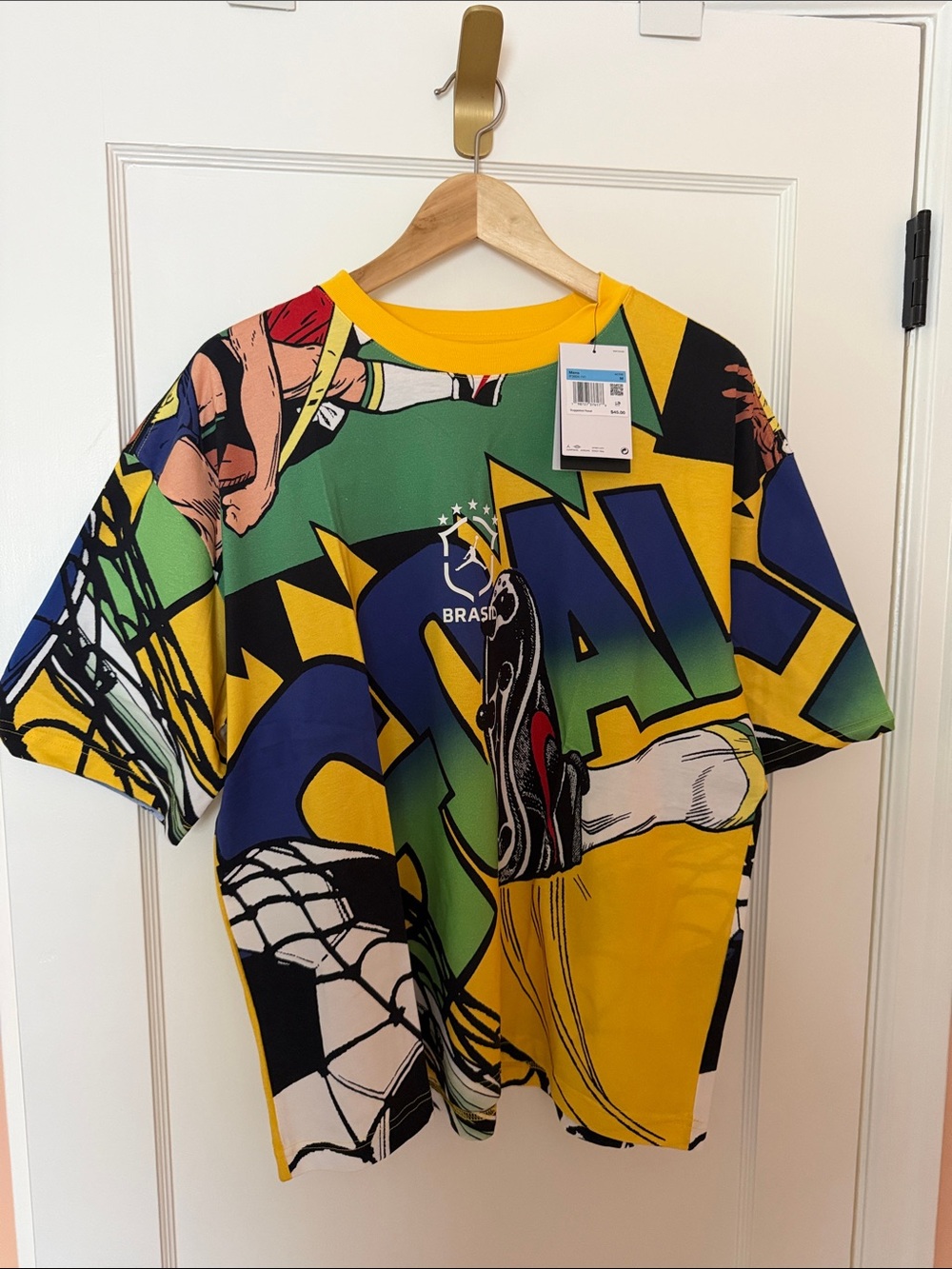 Jordan Yellow and Green Graphic Tee with Black Accents